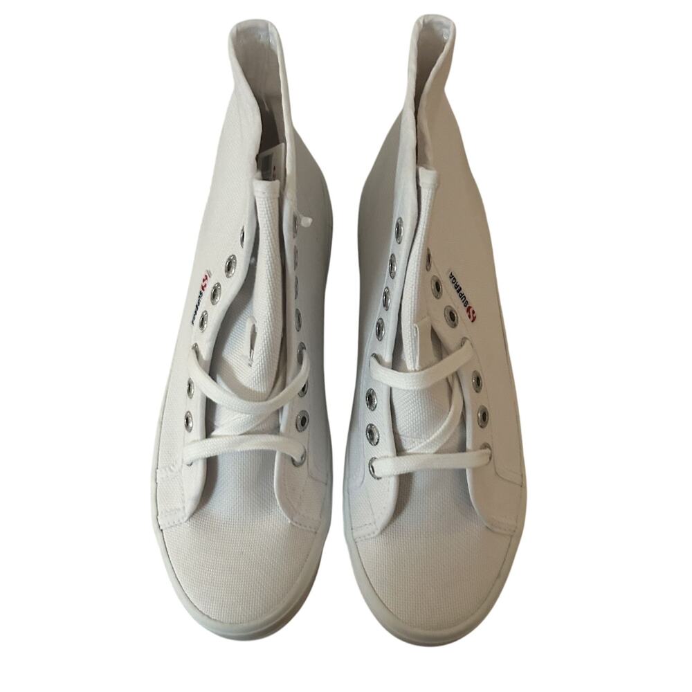 Superga Unisex White Canvas Lace Up High-Top Athletic Sneaker Men 6.5-Women 8 - Picture 2 of 11
